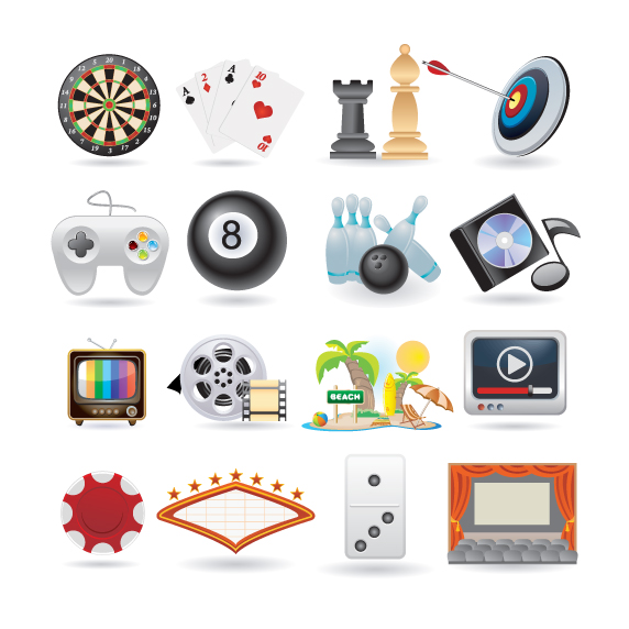 free vector Lovely life entertainment icons vector